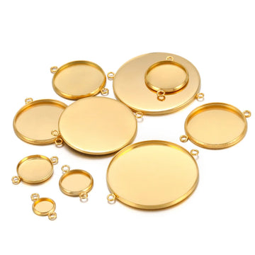 10pcs Gold Stainless Steel Pendant Bases (6–30 mm)