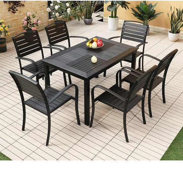 120cm Outdoor Wood-Plastic Dining Table