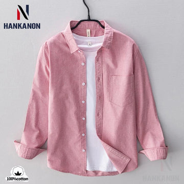 Men’s 100% Cotton Oxford Long-Sleeve Shirt