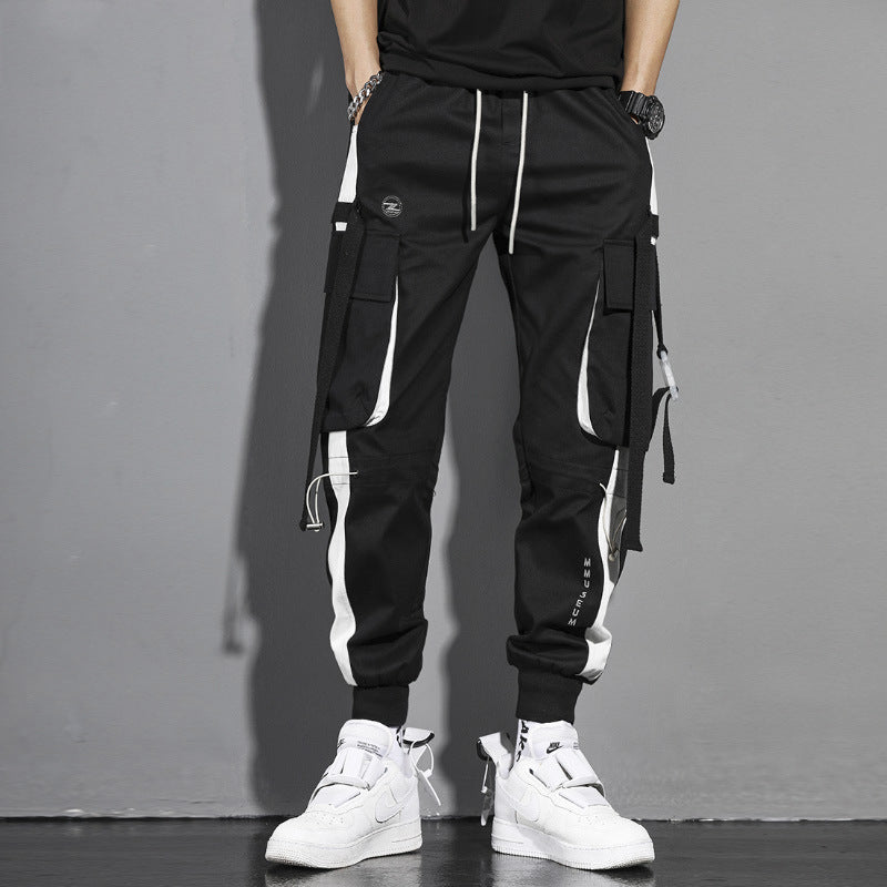 Cargo Pants Men&amp;#039;s Trendy Brand Beam Feet Loose Ins Function Super Hot Hip-hop Cargo French Student Pants