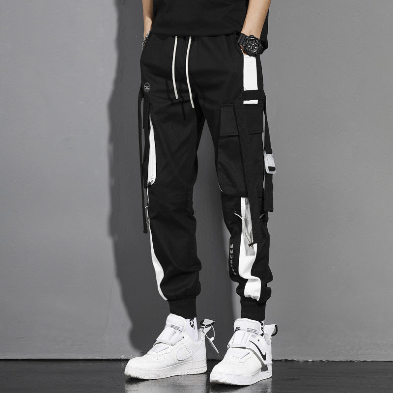 Cargo Pants Men&amp;#039;s Trendy Brand Beam Feet Loose Ins Function Super Hot Hip-hop Cargo French Student Pants