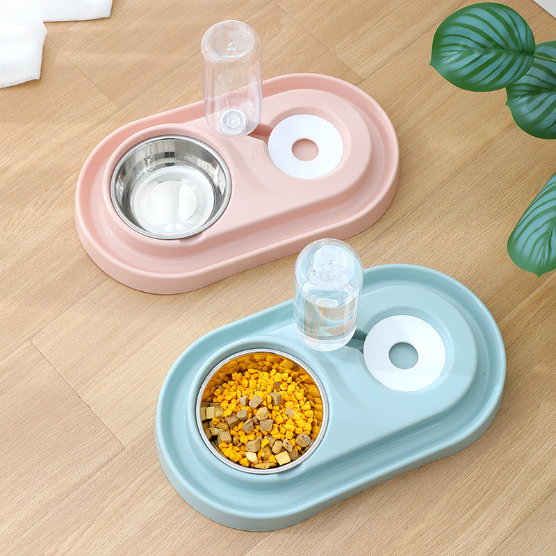 Extra Large Oval With Drinking Bottle Anti-ants Pet Double Bowls