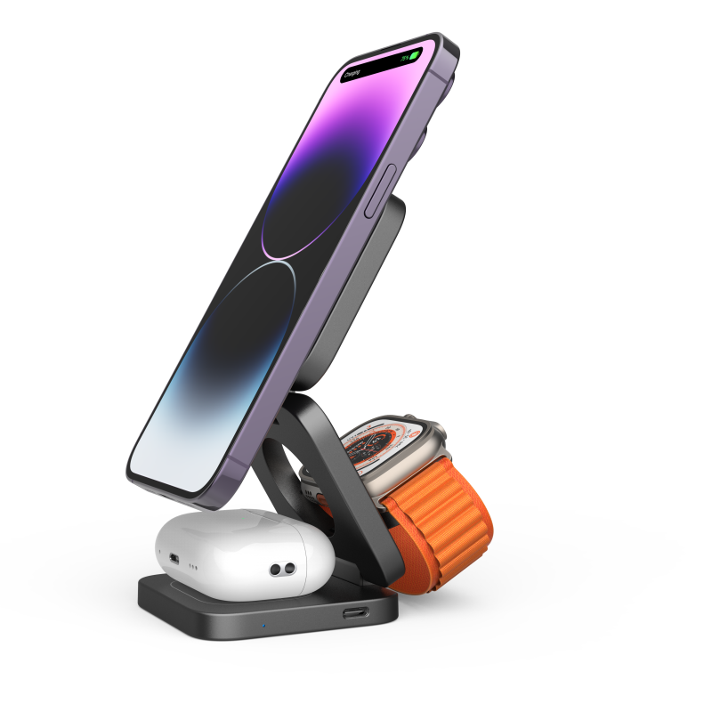 Three-in-one Folding Magnetic Wireless Charging Suitable For Apple Ultra Watch 15Pro Earphones Apple Iwatch9