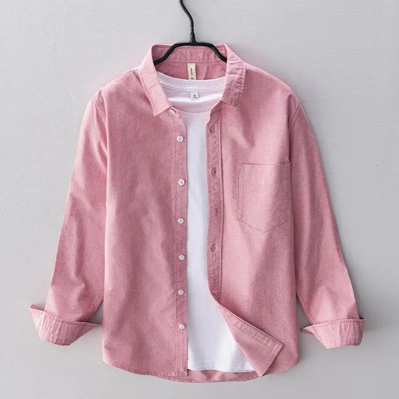 Men’s 100% Cotton Oxford Long-Sleeve Shirt