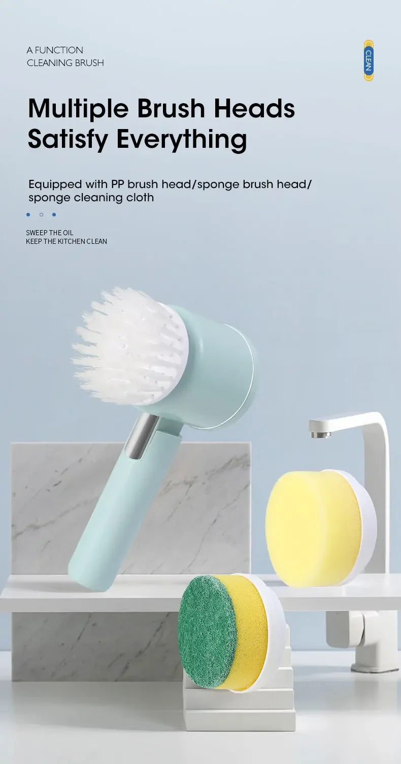 2025 Cordless Electric Spin Scrubber – 5 Brushes
