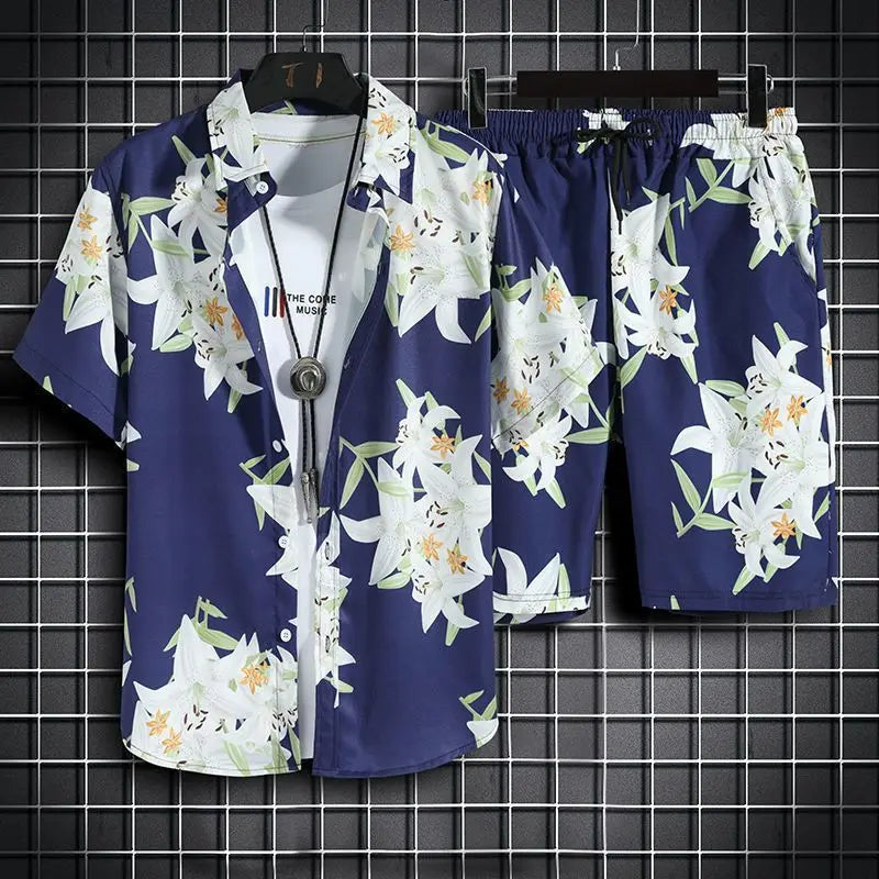 Men’s Quick-Dry Hawaiian 2-Piece Beach Set