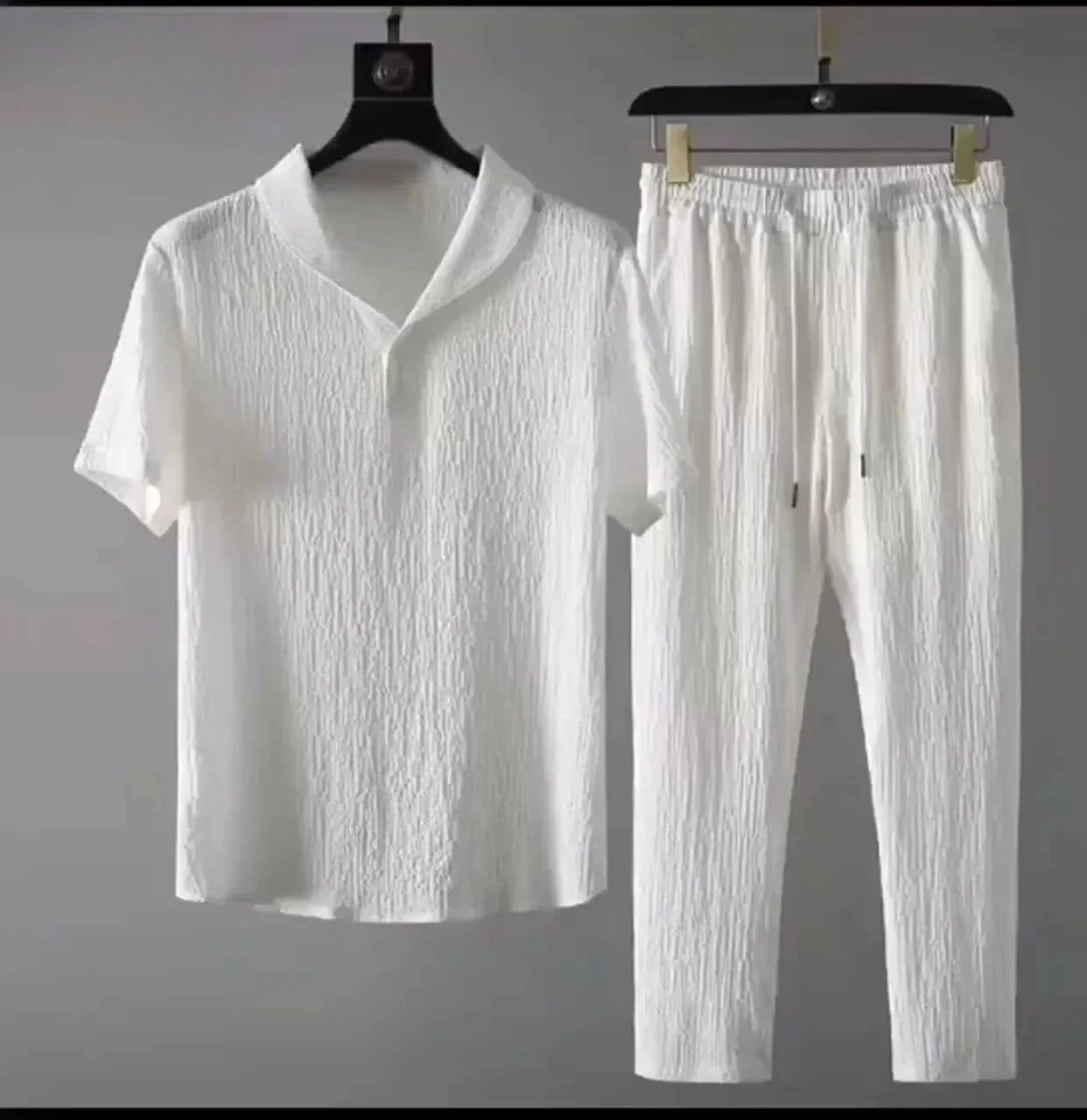Men’s Summer Ice Silk Linen 2-Piece Set