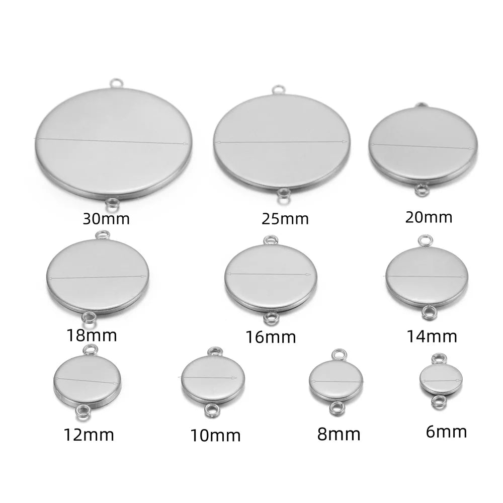10pcs Gold Stainless Steel Pendant Bases (6–30 mm)