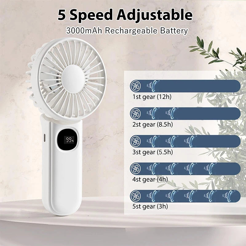 Mini Portable Handheld Fan – 5 Speeds