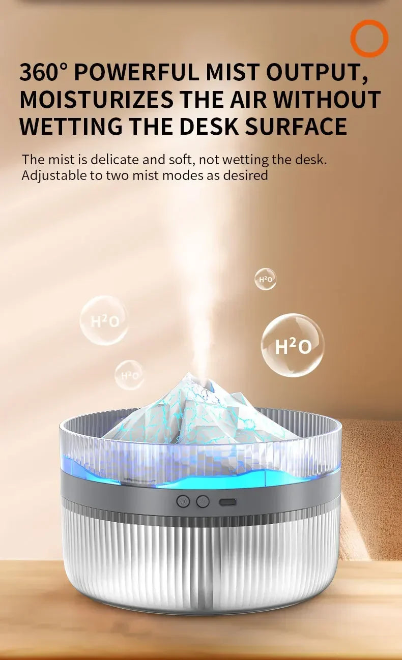 2L Volcano Flame Aromatherapy Humidifier