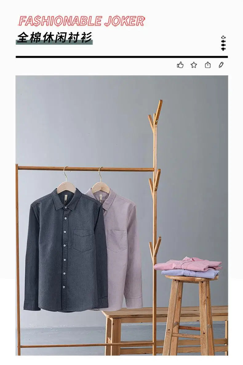 Men’s 100% Cotton Oxford Long-Sleeve Shirt