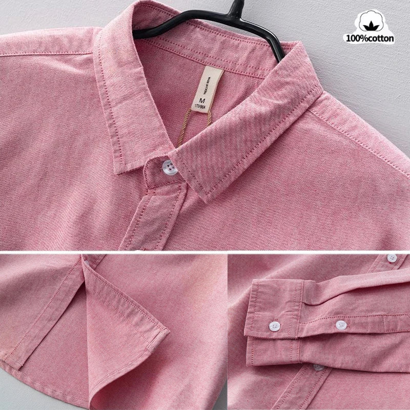 Men’s 100% Cotton Oxford Long-Sleeve Shirt