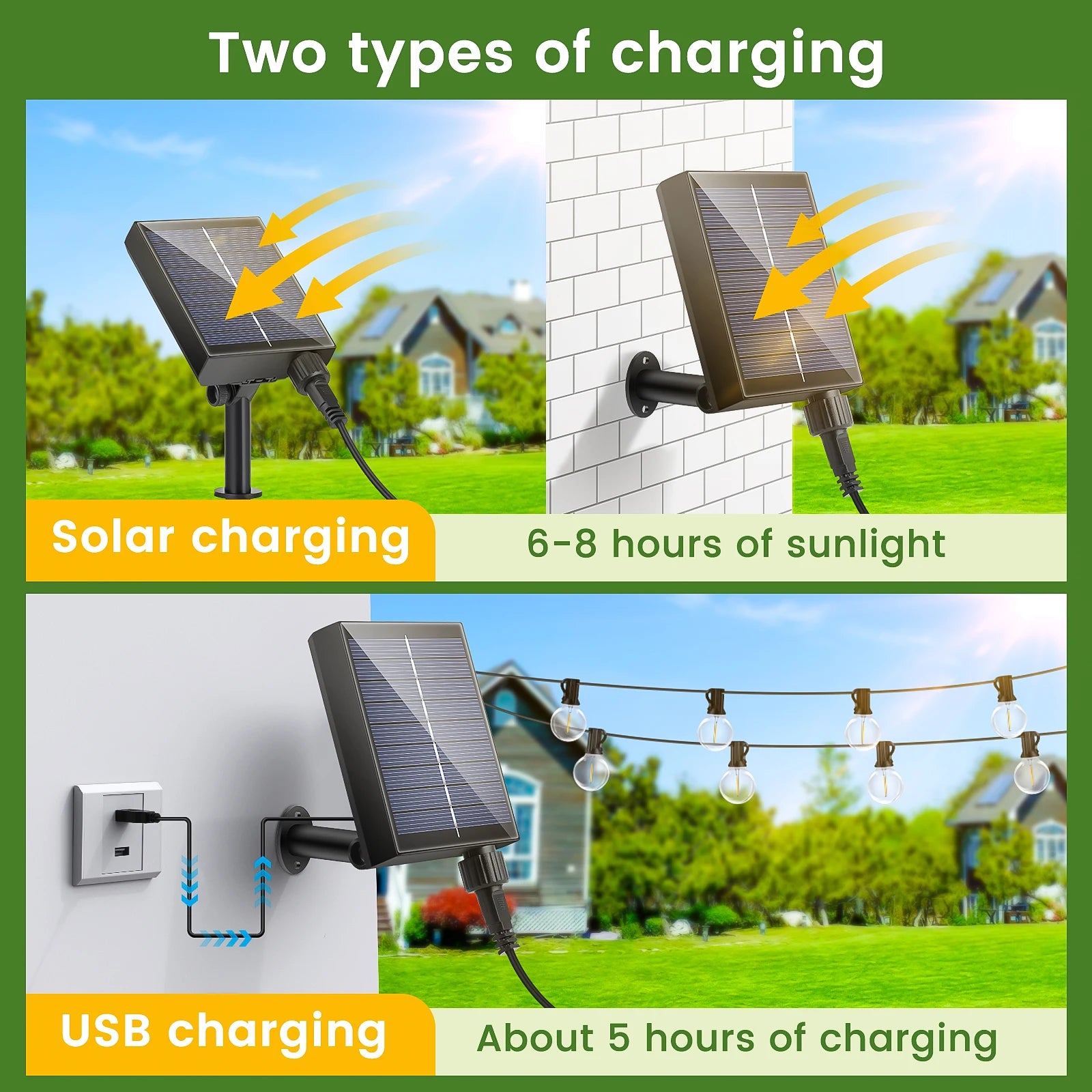 15M Solar G40 String Lights – 8 Modes