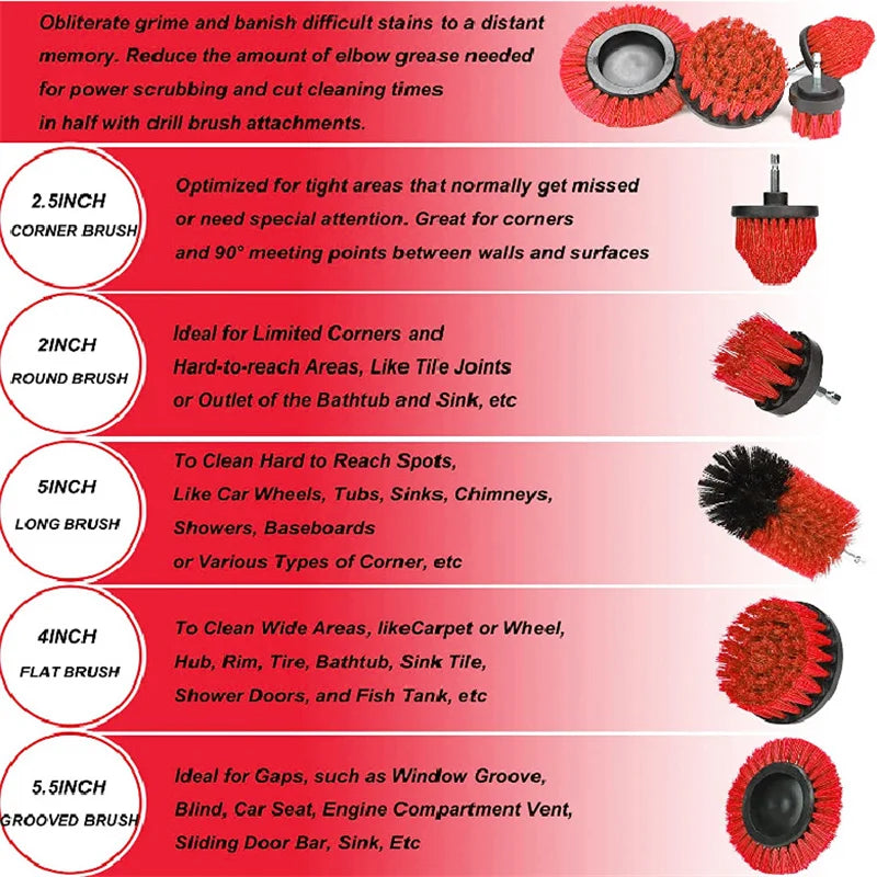 5pcs Electric Drill Brush Cleaning Kit