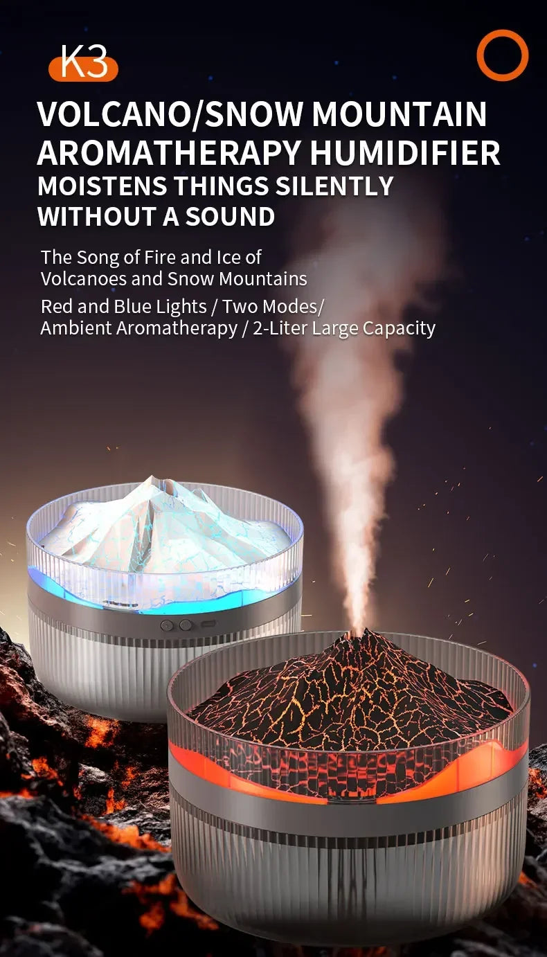 2L Volcano Flame Aromatherapy Humidifier