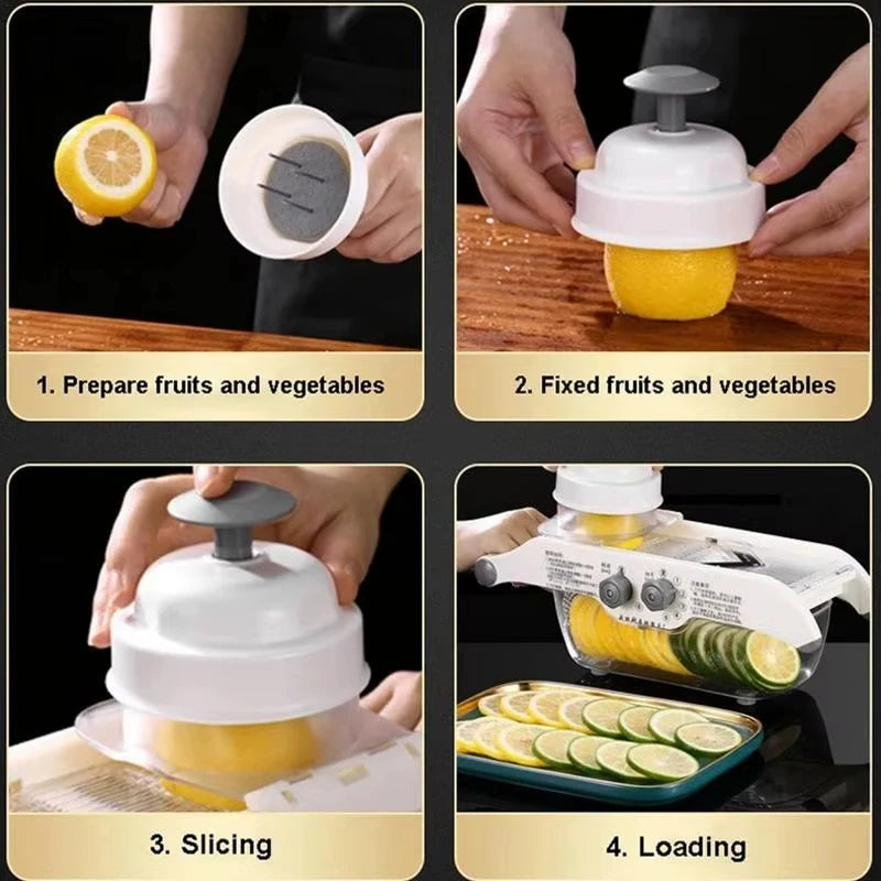 Adjustable Lemon & Vegetable Slicer with Basket