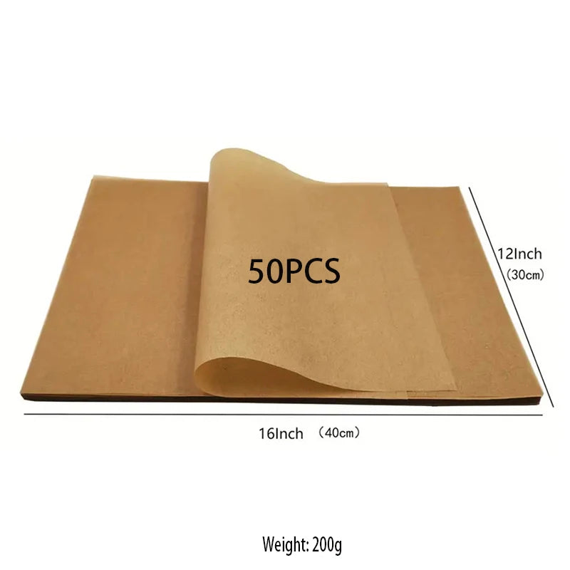 50pcs Non-Stick Pre-Cut Baking Paper