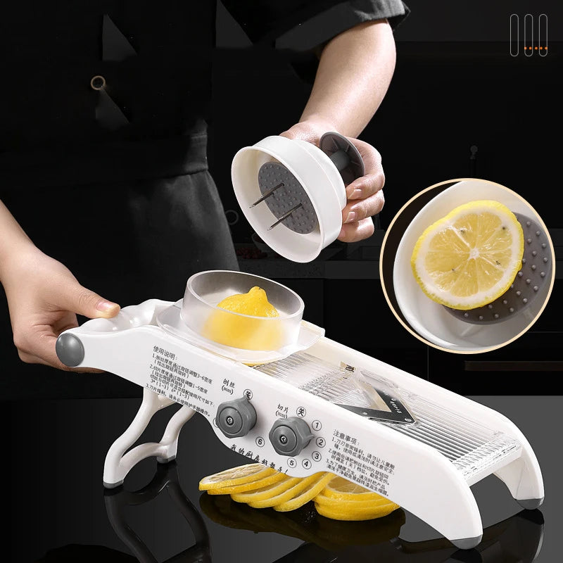 Adjustable Lemon & Vegetable Slicer with Basket