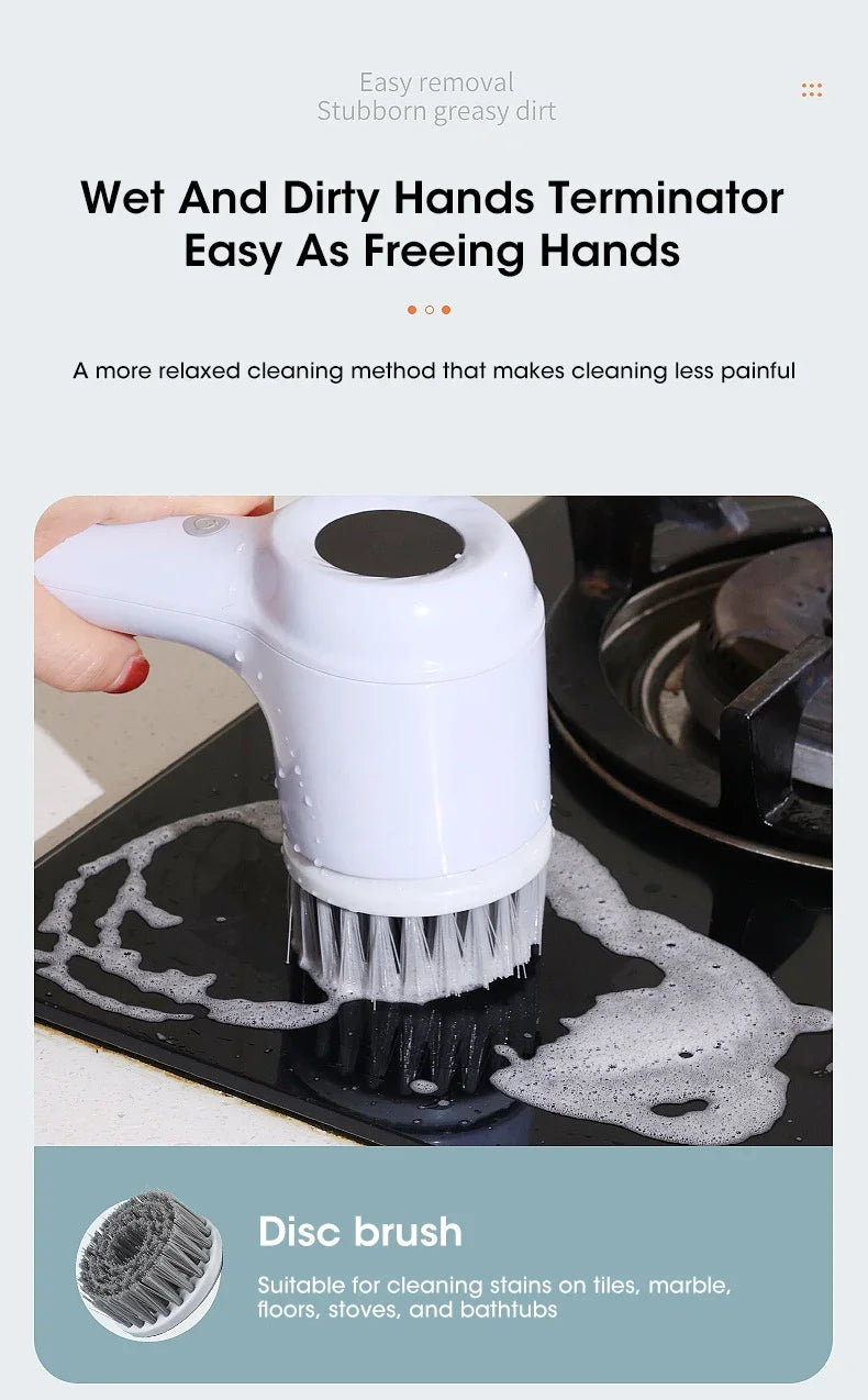 2025 Cordless Electric Spin Scrubber – 5 Brushes