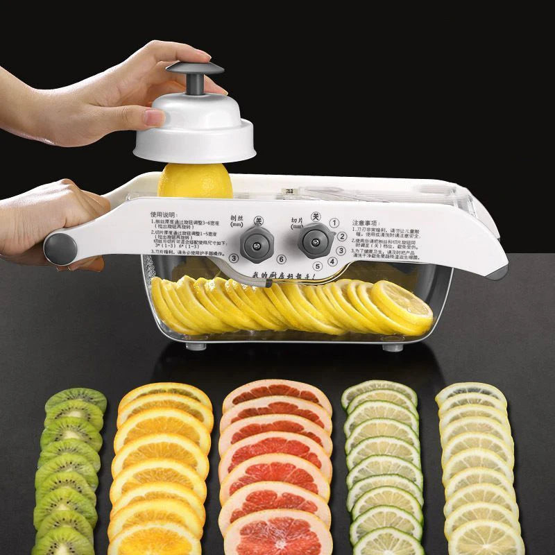 Adjustable Lemon & Vegetable Slicer with Basket