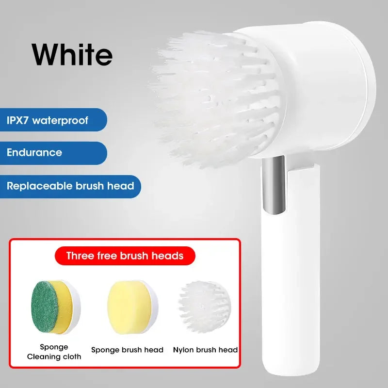 2025 Cordless Electric Spin Scrubber – 5 Brushes