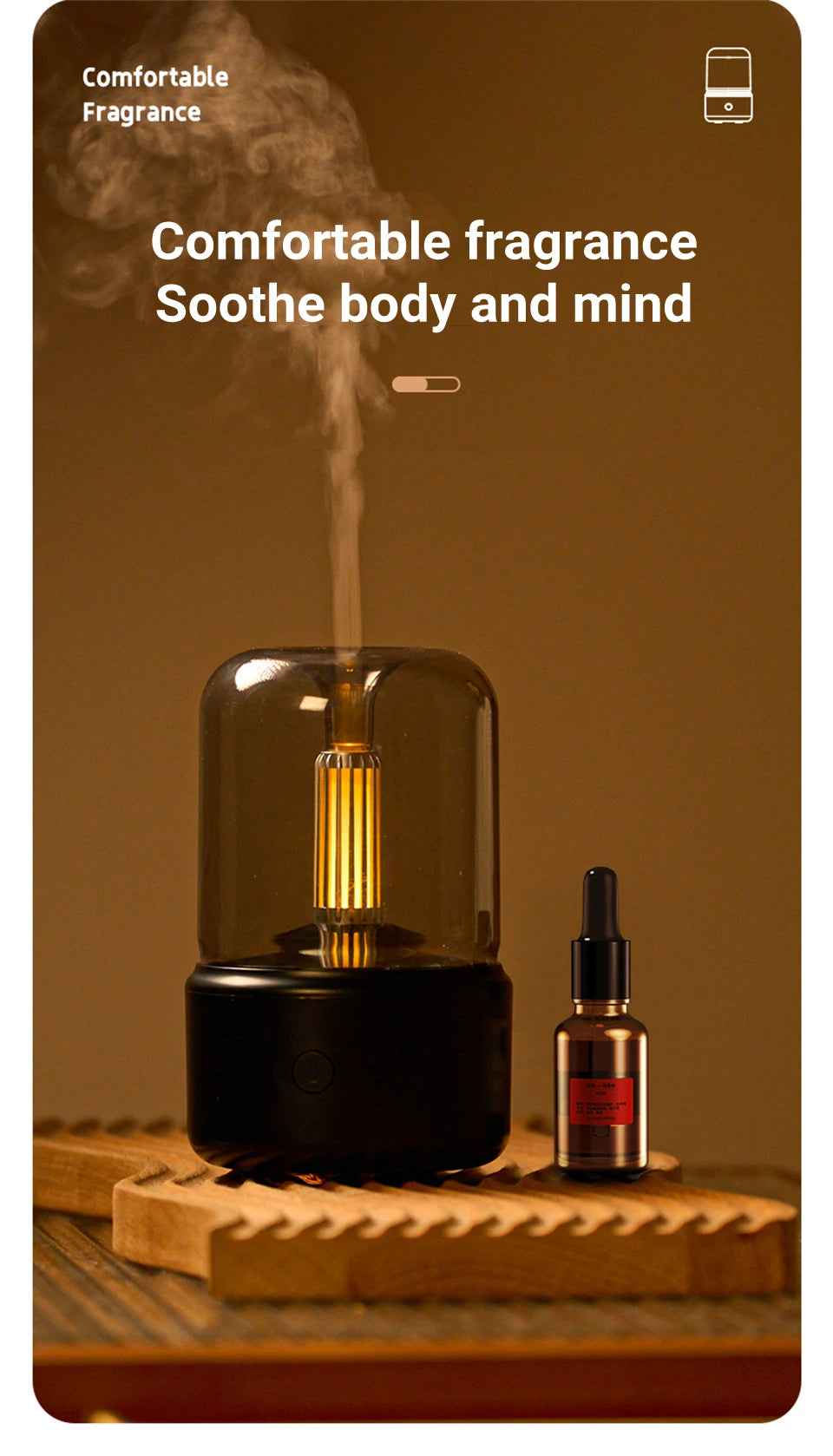 Candlelight Flame Aromatherapy Diffuser & Humidifier