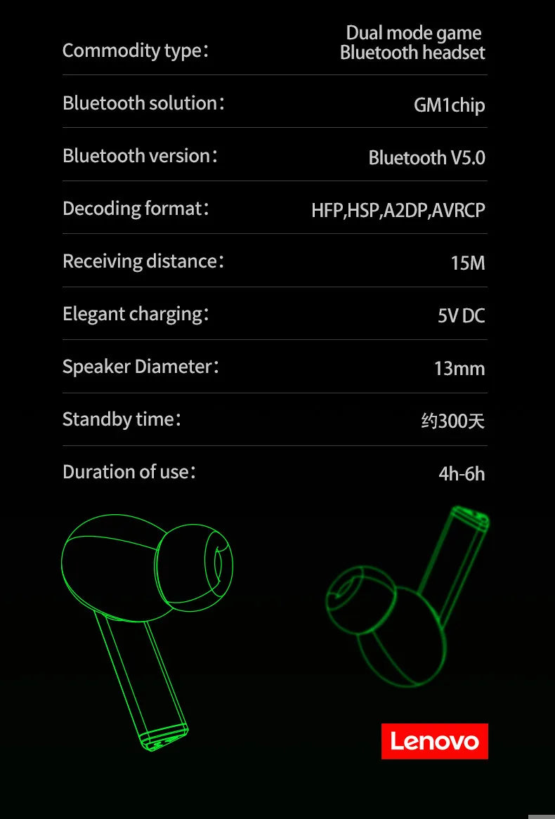 Lenovo LP6 TWS Bluetooth V5.1 Earphones
