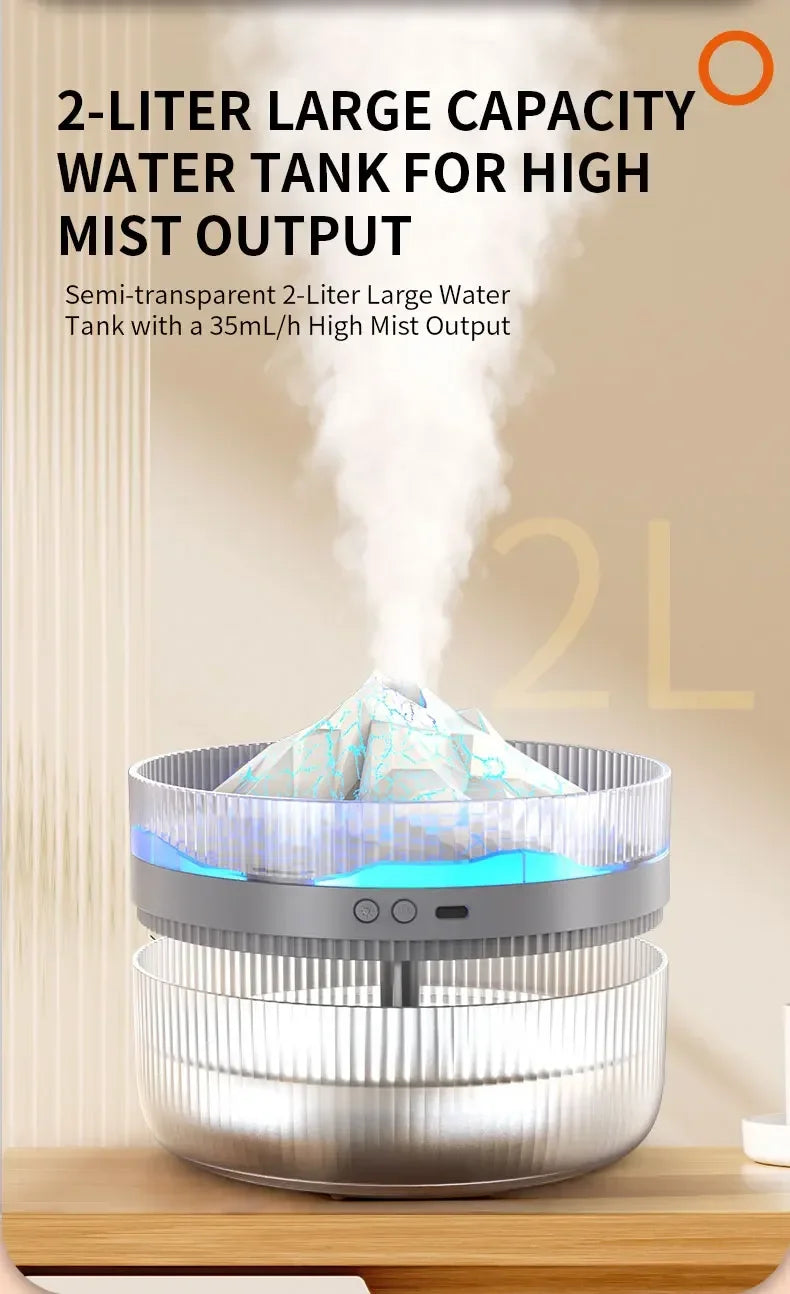 2L Volcano Flame Aromatherapy Humidifier
