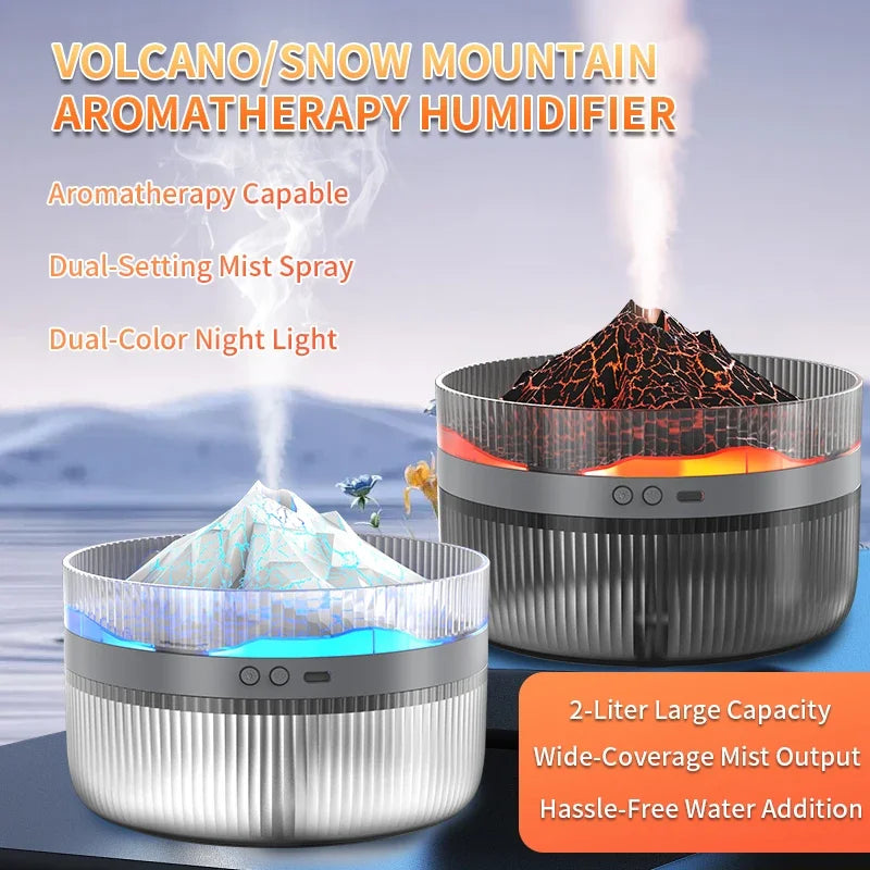 2L Volcano Flame Aromatherapy Humidifier