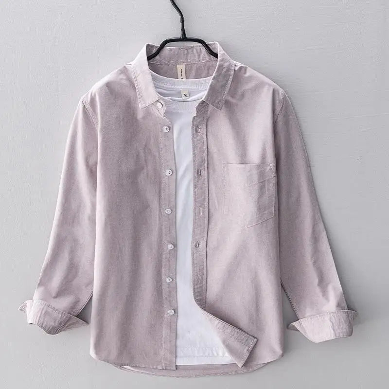 Men’s 100% Cotton Oxford Long-Sleeve Shirt