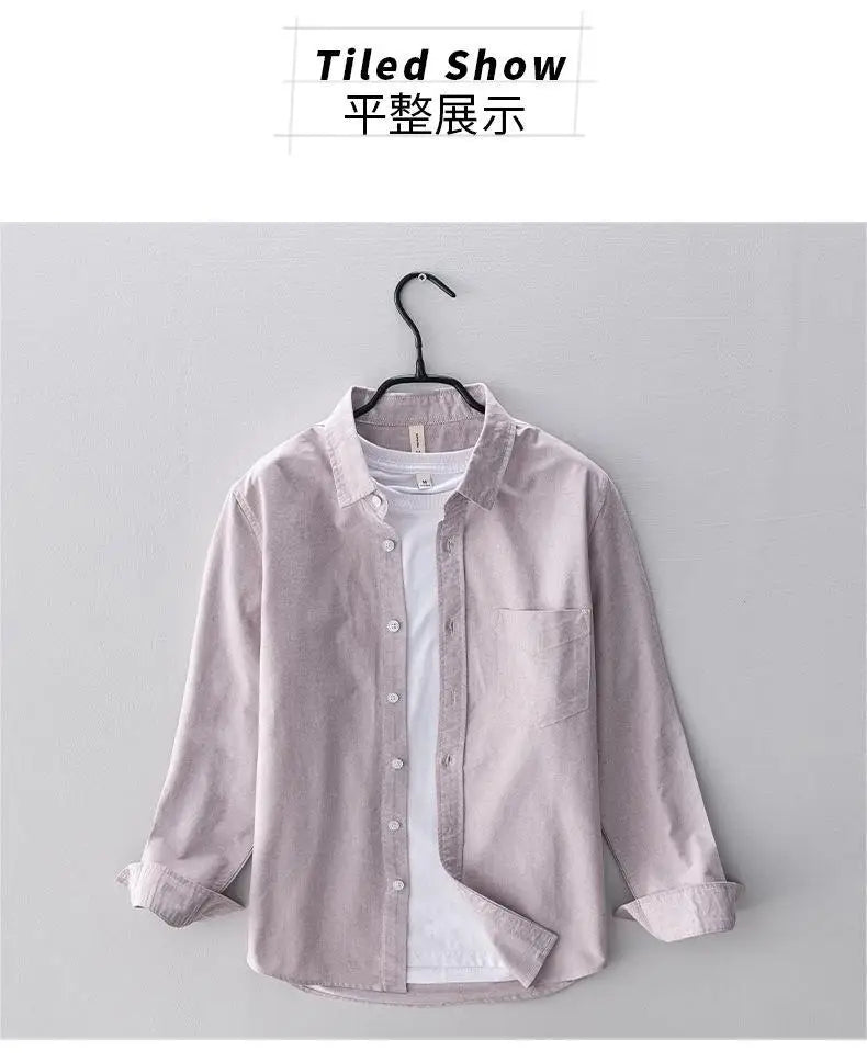 Men’s 100% Cotton Oxford Long-Sleeve Shirt