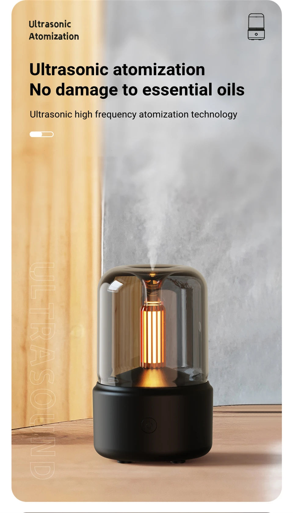Candlelight Flame Aromatherapy Diffuser & Humidifier