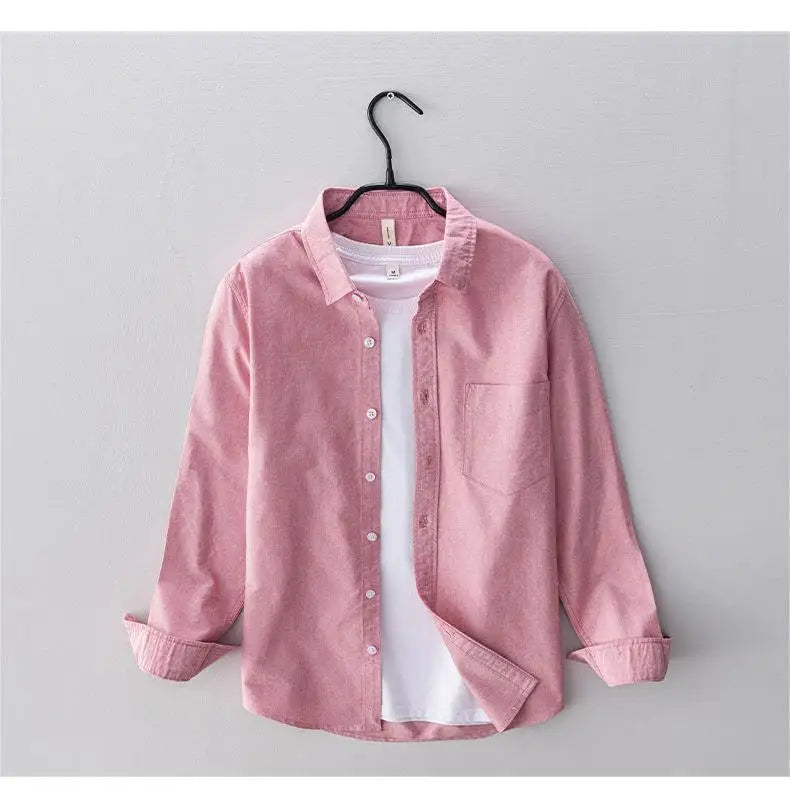 Men’s 100% Cotton Oxford Long-Sleeve Shirt