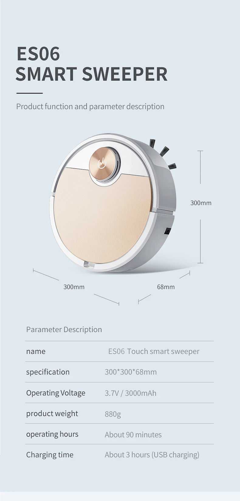 ES06 APP Wireless Robot Vacuum Cleaner
