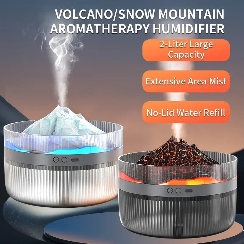 2L Volcano Flame Aromatherapy Humidifier