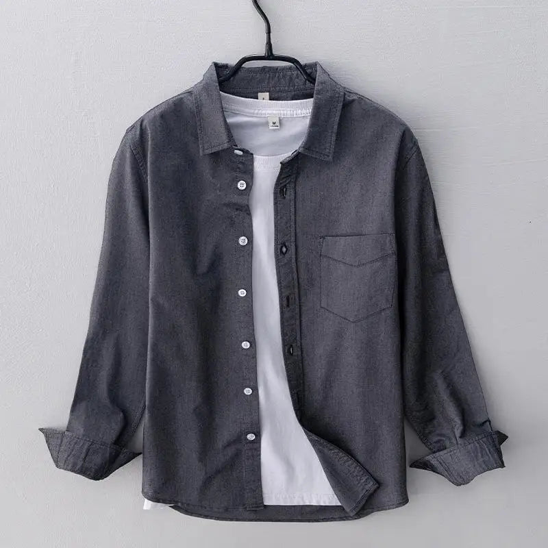 Men’s 100% Cotton Oxford Long-Sleeve Shirt