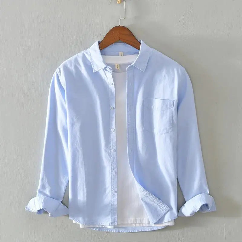 Men’s 100% Cotton Oxford Long-Sleeve Shirt