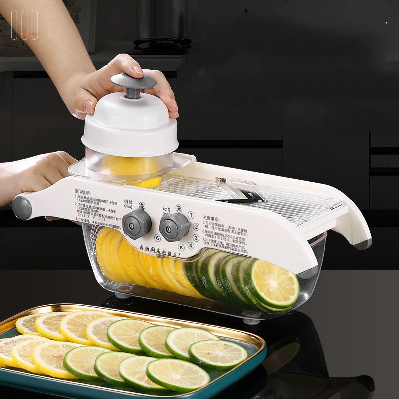 Adjustable Lemon & Vegetable Slicer with Basket