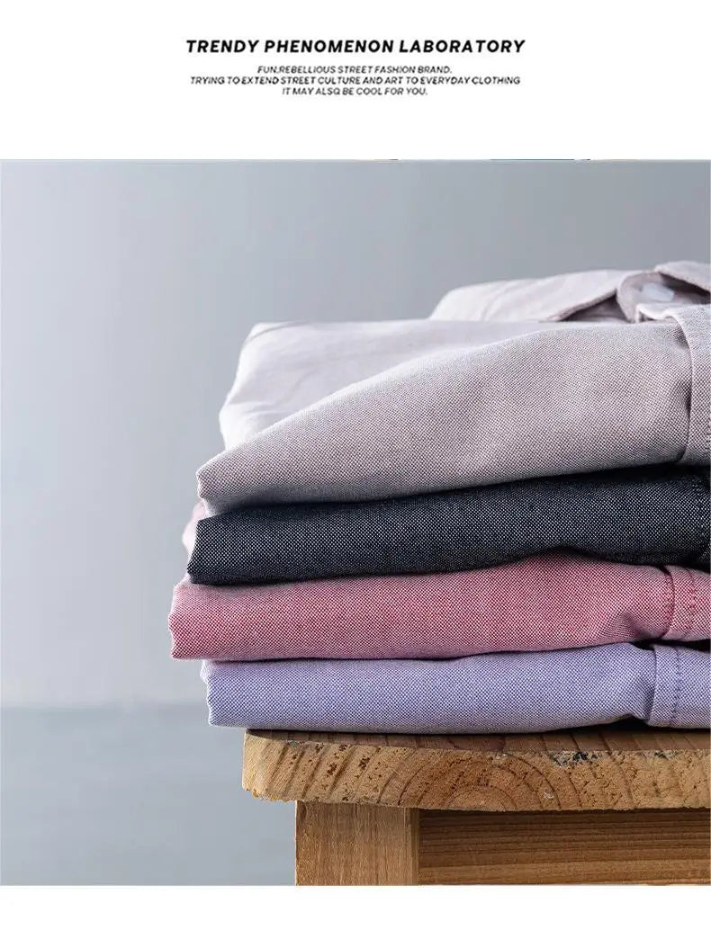 Men’s 100% Cotton Oxford Long-Sleeve Shirt