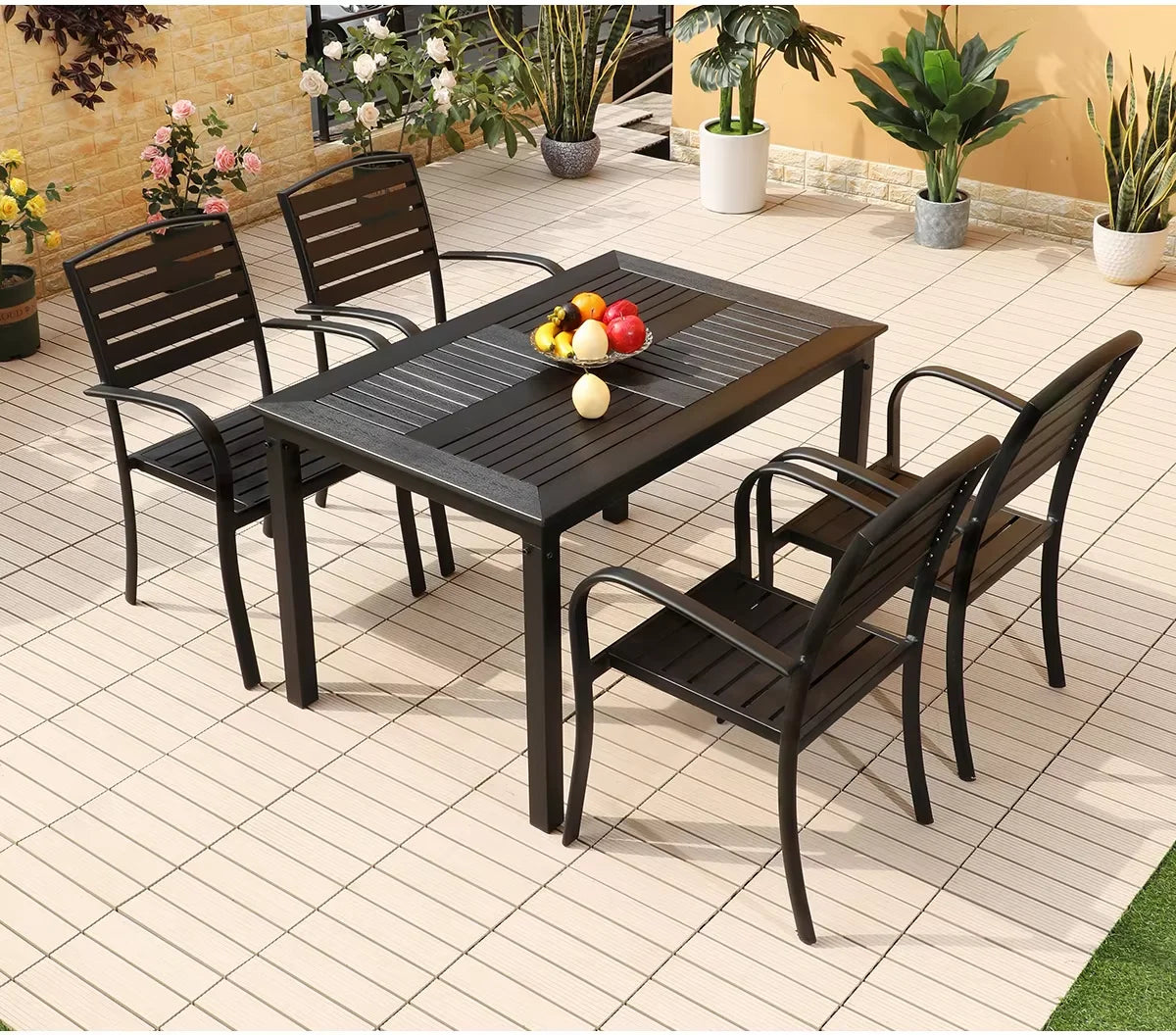 120cm Outdoor Wood-Plastic Dining Table