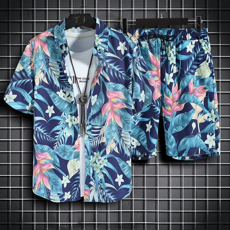 Men’s Quick-Dry Hawaiian 2-Piece Beach Set