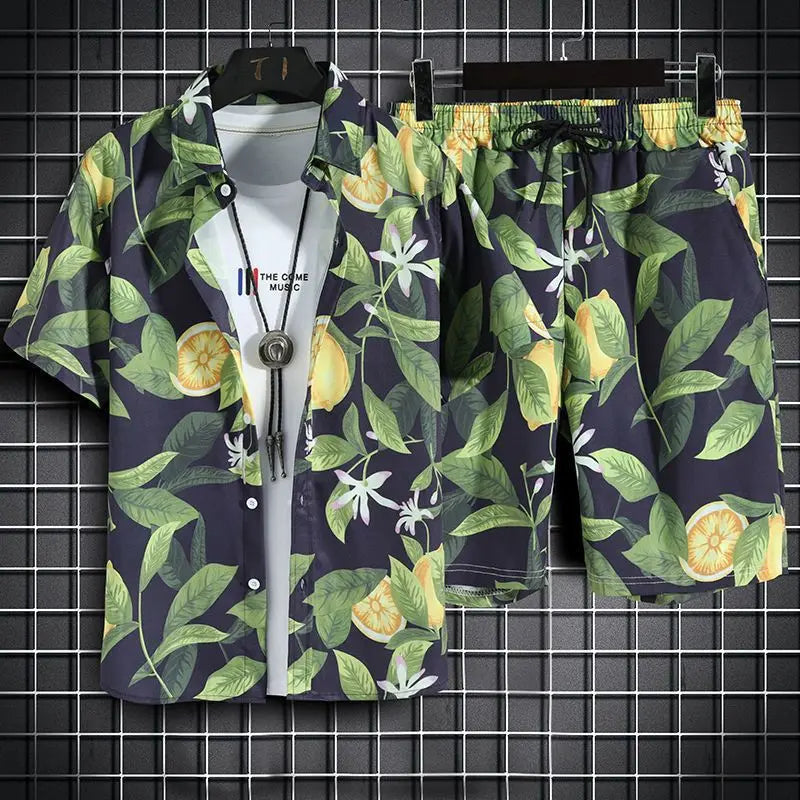 Men’s Quick-Dry Hawaiian 2-Piece Beach Set