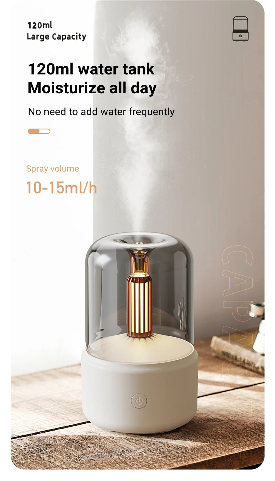 Candlelight Flame Aromatherapy Diffuser & Humidifier