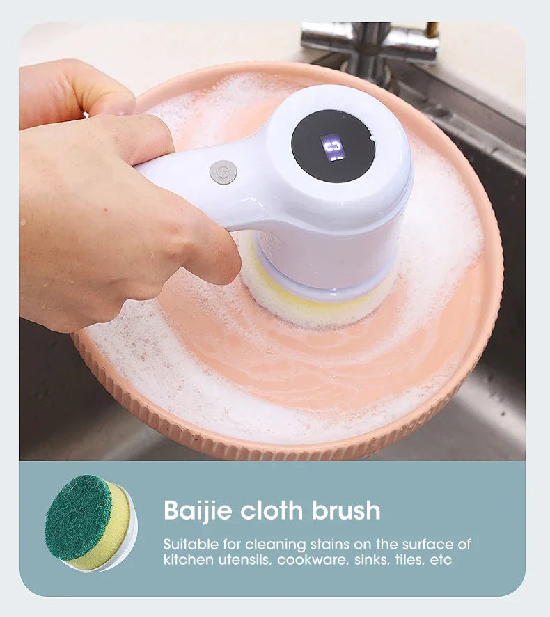 2025 Cordless Electric Spin Scrubber – 5 Brushes