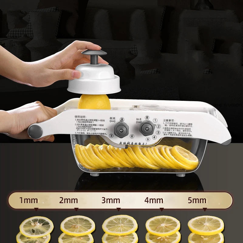 Adjustable Lemon & Vegetable Slicer with Basket