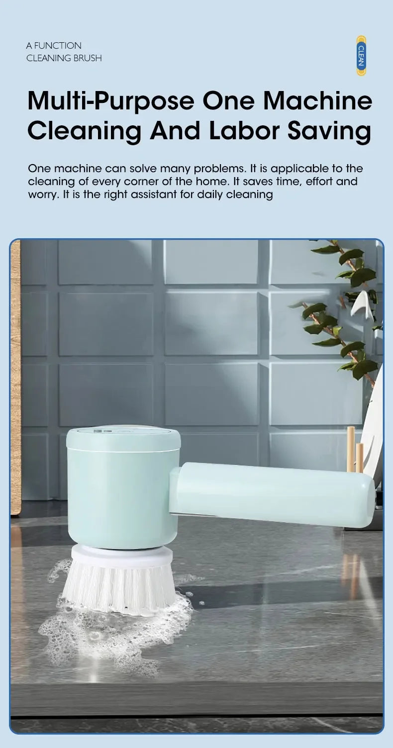 2025 Cordless Electric Spin Scrubber – 5 Brushes