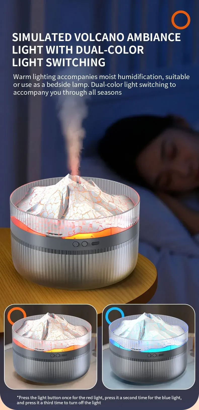 2L Volcano Flame Aromatherapy Humidifier