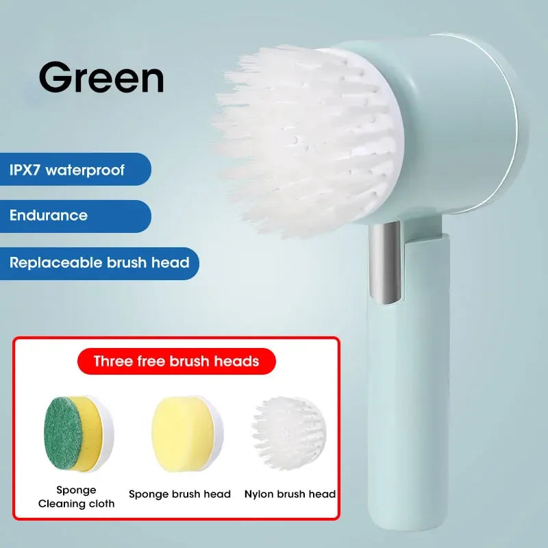 2025 Cordless Electric Spin Scrubber – 5 Brushes