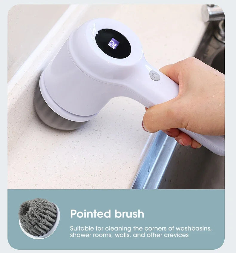 2025 Cordless Electric Spin Scrubber – 5 Brushes