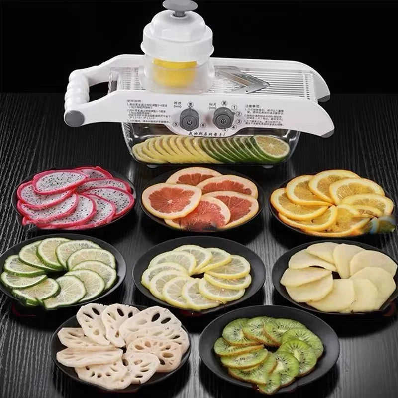 Adjustable Lemon & Vegetable Slicer with Basket